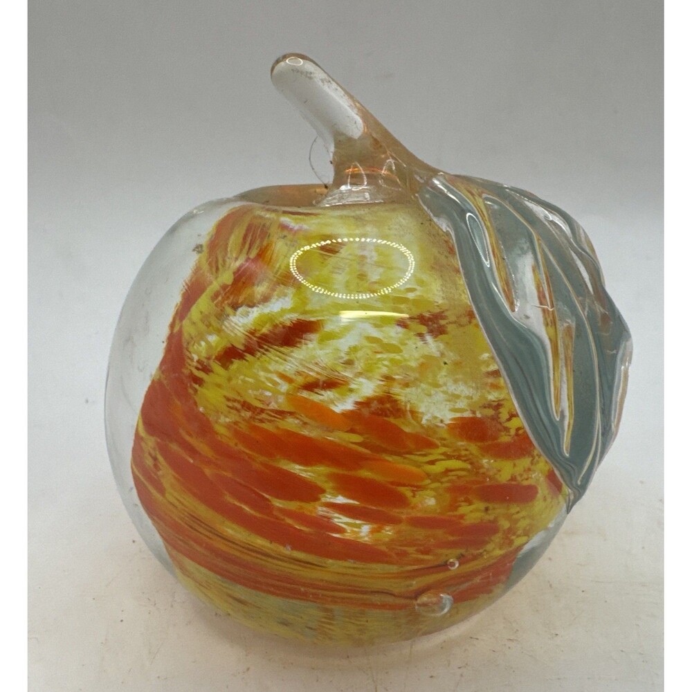 Kent Helms 82 Peach Apple paperweight Red Orange Gold